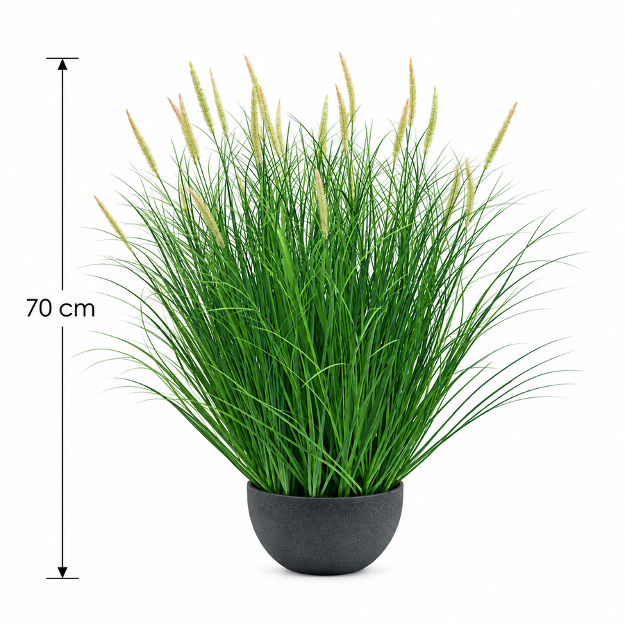 Sztuczna roślina, wyczyniec, trawa ozdobna doniczkowa, 70 cm, z 25 przyprawami, zielona i różowa
