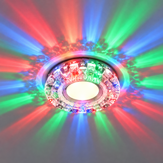 Reflektor LED ORBITA, 5W, Okrągły, Światło Zimne + RGB, Biały, Żywica i Szkło