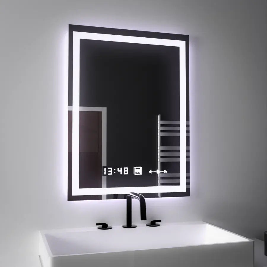 Prostokątne lustro LED 45x60cm Verite MotionGlow Marcello Defog System Zegar i termometr Ściemnialny 