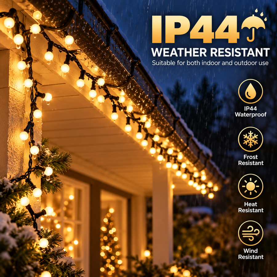 Liniowa instalacja świąteczna Mini Globusy, ciepłe światło, 1000 cm, 300 diod LED, IP44