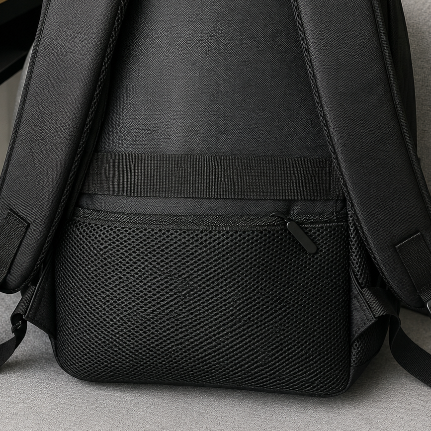 Rucsac Travel Business KANGIQLINIQ, 47x33x15 cm, Oxford, Negru si Portocaliu