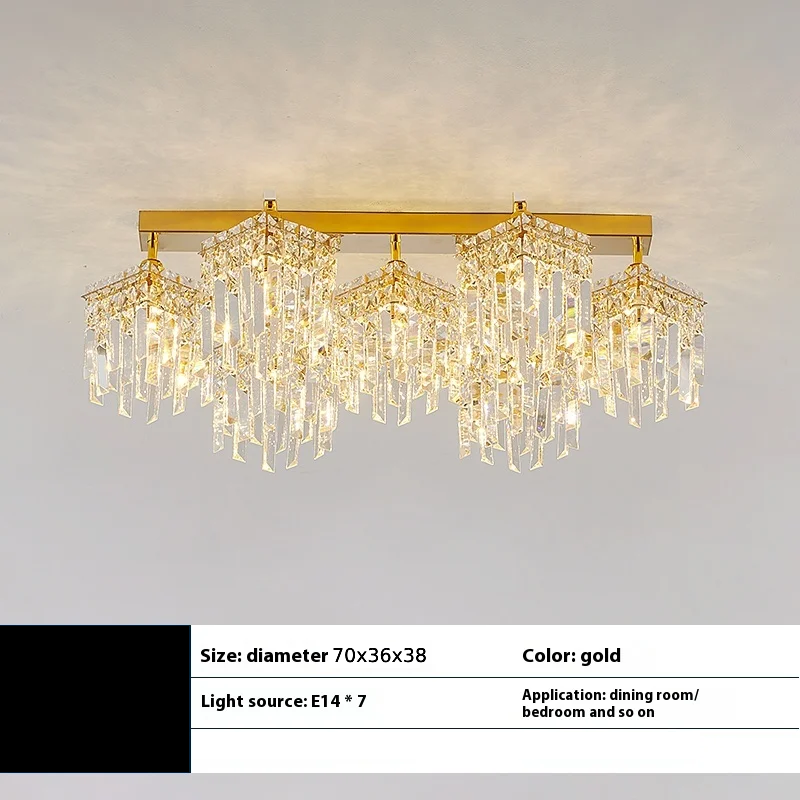 Żyrandol Kryształowy CC180/7GD, 70cm, 7xE14, Złoty