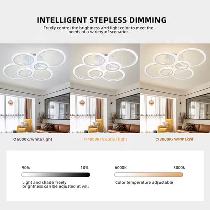 Żyrandol LED BETTY 82W z pilotem, 6 okręgów, światło zimne/ciepłe/neutralne, ściemnialny, biały