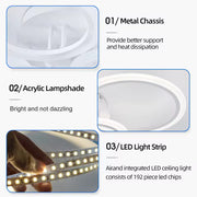 Żyrandol LED BETTY 82W z pilotem, 6 okręgów, światło zimne/ciepłe/neutralne, ściemnialny, biały