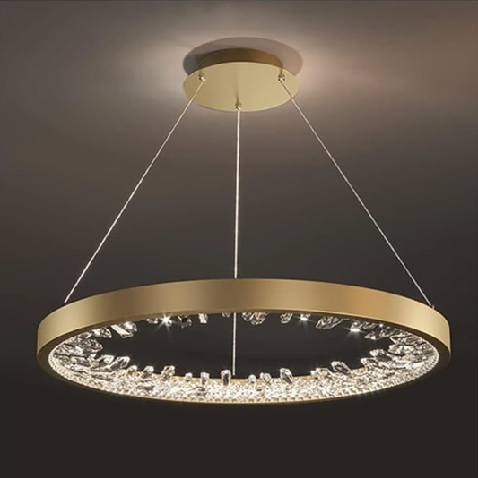 Żyrandol LED Casiana z pilotem, 38 W, złoty, ściemnialny