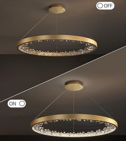 Żyrandol LED Casiana z pilotem, 38 W, złoty, ściemnialny