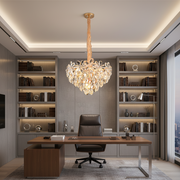 Żyrandol Kryształowy Elegance 7xE27 Średnica 40cm Błyszczące Złoto Regulowana Wysokość Metal i Kryształ