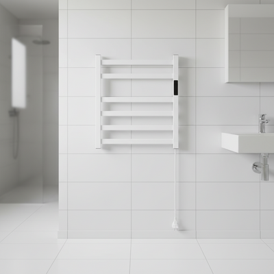Elektryczny podgrzewacz do ręczników, 140 W, metalowy, biały