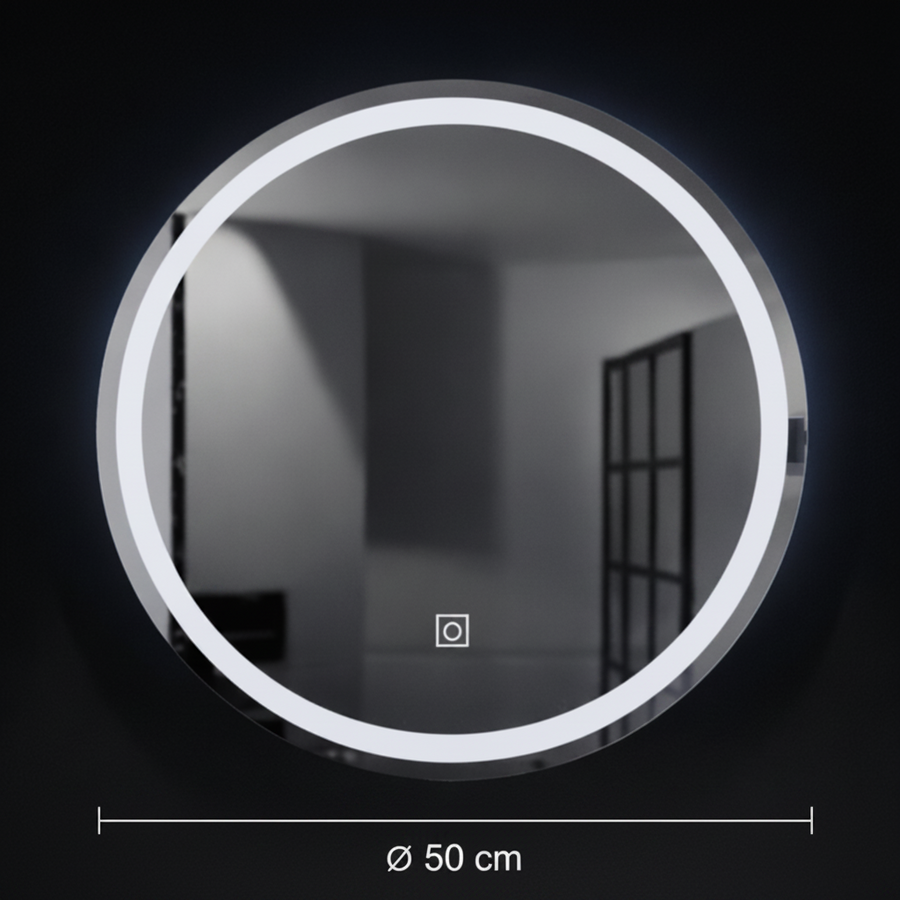 Okrągłe lustro LED, 50cm, Basic Touch