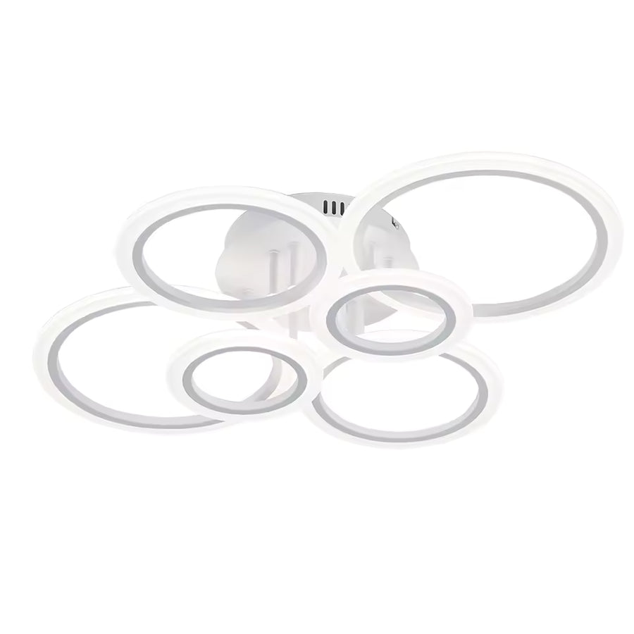 Żyrandol LED BETTY 82W z pilotem, 6 okręgów, światło zimne/ciepłe/neutralne, ściemnialny, biały