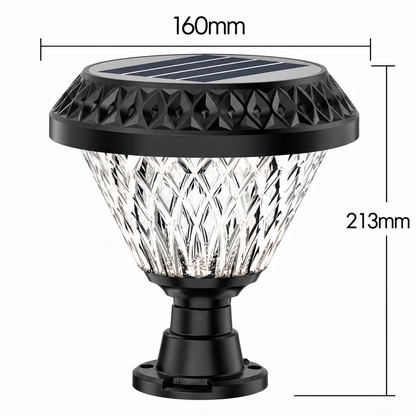 Lampa solarna LED na słup zewnętrzny SOLEO, 8 W, światło ciepłe/zimne/neutralne + RGB, okrągły kształt, aluminium, czarna, możliwość przyciemniania