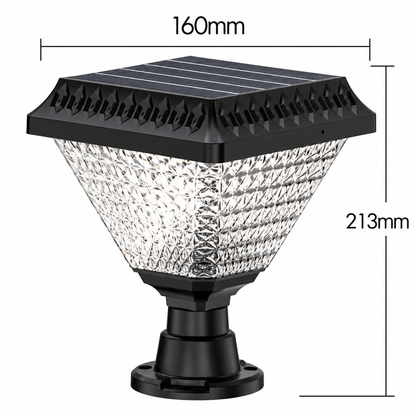 Lampa solarna LED na słup zewnętrzny SOLEO, 8 W, światło ciepłe/zimne/neutralne + RGB, kształt kwadratowy, aluminium, czarna, możliwość przyciemniania