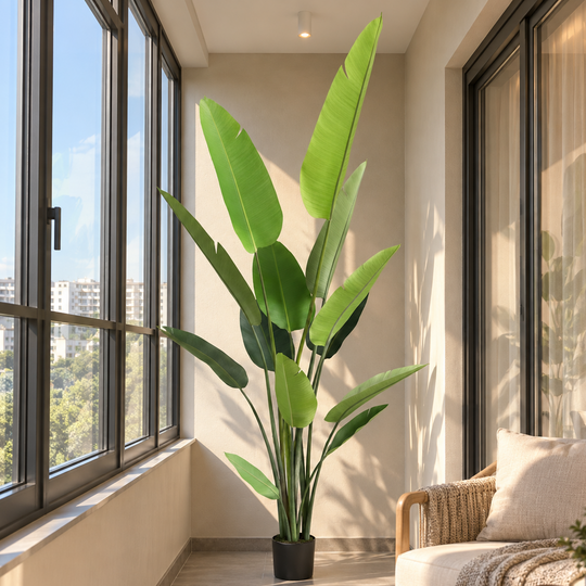 Sztuczna roślina typu Strelitzia Nicolai (Rajski ptak), 250 cm, zielona