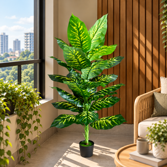 Sztuczna roślina typu Dieffenbachia, 150 cm, zielona