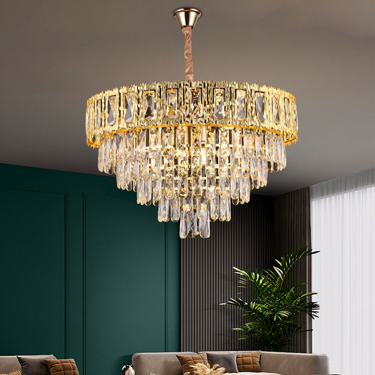 Kryształowy żyrandol BELVEDERE Magno 8xE14, średnica 60 cm, błyszczące złoto, regulowana wysokość