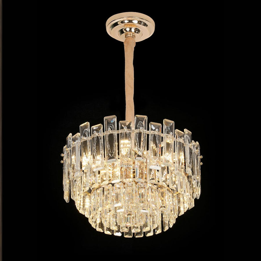 FONTAINEBLEAU Eleganza Kryształowy Żyrandol, 9x E14, Średnica 45 cm, Złoty, Regulowana Wysokość