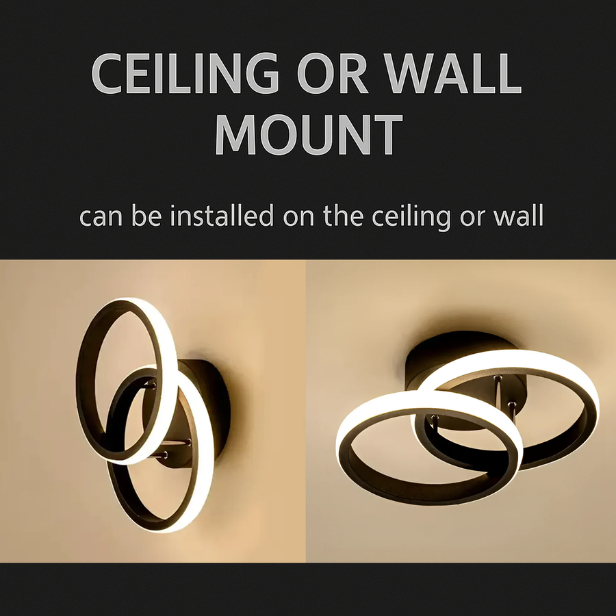 Żyrandol LED VERTEX CIRCULA 22W, 2 koła, metalowe ramki, światło zimne/ciepłe/neutralne, czarny