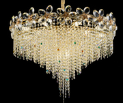 Żyrandol Kryształowy Regalis 11x E14, średnica 85cm, Błyszczące Złoto, Regulowana Wysokość, Metal i Kryształ