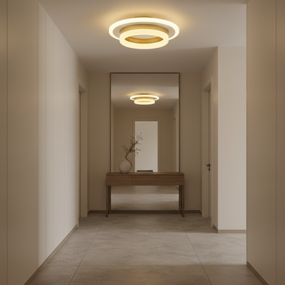 Żyrandol LED SOLENA ROTONDA 21W, średnica 25cm, światło zimne/ciepłe/neutralne, złocista biel