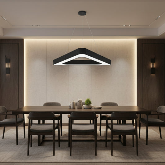 Żyrandol LED podwieszany ANGLE, 60cm, 25W, regulowana wysokość, zimne światło, czarny, metal i akryl