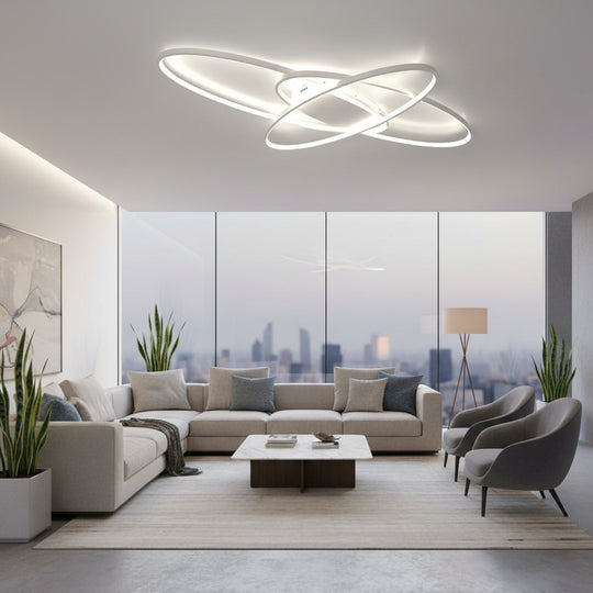 Żyrandol LED z pilotem COSMEE 84W, 3 płatki, światło zimne/ciepłe/neutralne, możliwość przyciemniania, biały, metal i akryl