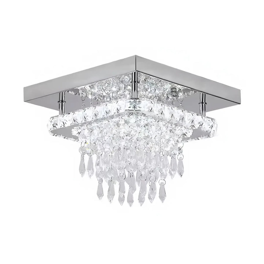 Żyrandol Alberico Square LED, 19 W, zimne/ciepłe/neutralne światło, kryształ, błyszczący chrom