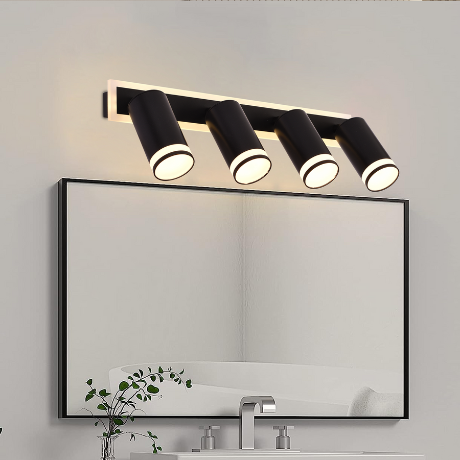 Żyrandol LED Ellen 46W, zimne/ciepłe/neutralne światło, regulowany projektor, akryl i czarny metal 