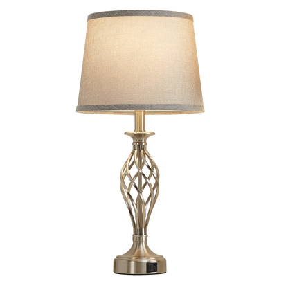 Veioza VZ212WH, 1x E27, metal i tkanina, biało-złota