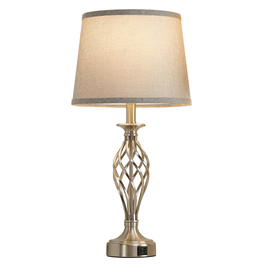 Veioza VZ212WH, 1x E27, metal i tkanina, biało-złota