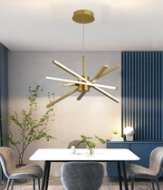 Żyrandol LED z pilotem LT176/5GD, 69W, 5 elementów, światło zimne/ciepłe/neutralne 3000K/4000K/6000K, możliwość przyciemniania, złoty, regulowana wysokość, metal i akryl