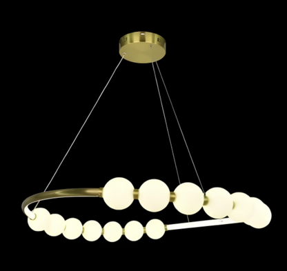 Wisząca lampa LED z akrylu Nova 57W z pilotem, ściemnialna, 3000K/4000K/6000K, kolor złoty, metal i akryl