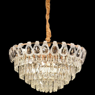 Żyrandol kryształowy WINDSOR Eleganza 8x E14, średnica 49 cm, błyszczące złoto, regulowana wysokość