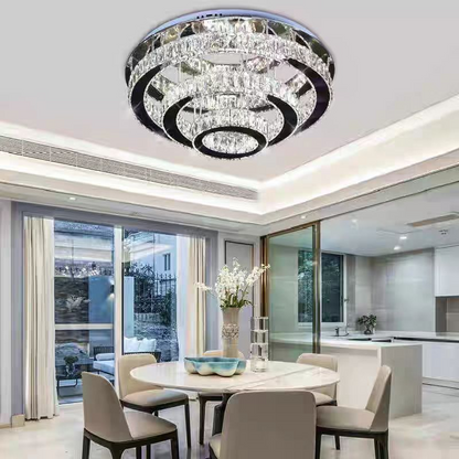 Kryształowy żyrandol LED LLC151/500CH, 64W, 3 elementy, światło zimne/ciepłe/neutralne, możliwość przyciemniania, błyszczący chrom