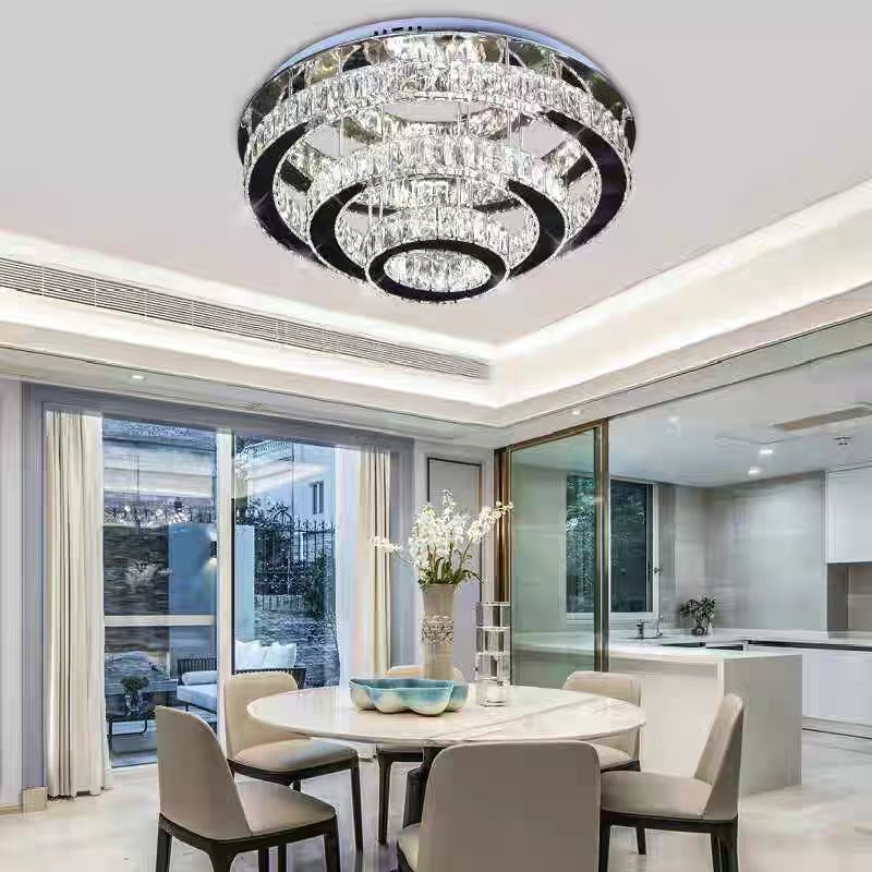 Kryształowy żyrandol LED LLC151/500CH, 64W, 3 elementy, światło zimne/ciepłe/neutralne, możliwość przyciemniania, błyszczący chrom