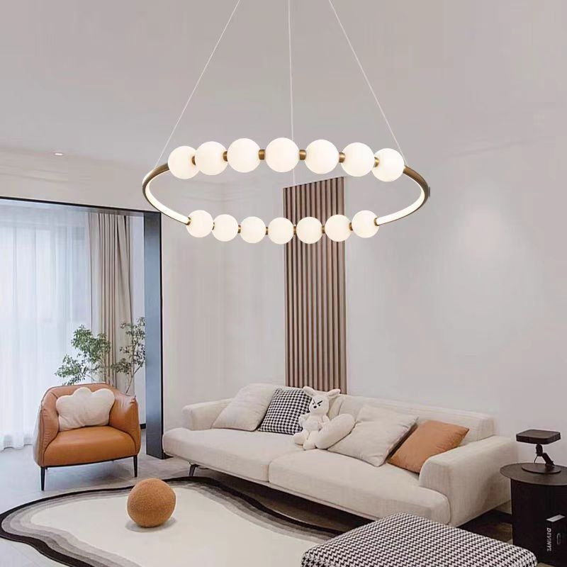Wisząca lampa LED z akrylu Nova 57W z pilotem, ściemnialna, 3000K/4000K/6000K, kolor złoty, metal i akryl