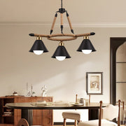 Żyrandol linowy, 2*E27, brązowy, metal i lina