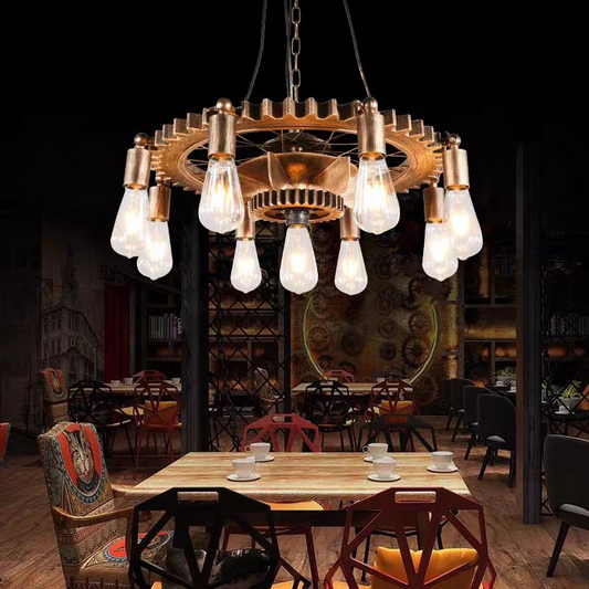 Żyrandol na sznurku vintage PEDRO, 4 x E27 Ciemne drewno