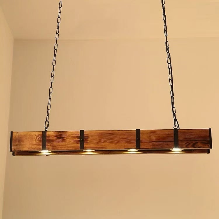 Żyrandol LED Vintage LV565/4, 12W Rustykalna Stodoła, Drewno i Metal, 100cm, Czarny