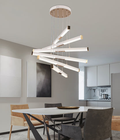 Podwieszany żyrandol LED akrylowy LT183/6WH, 81W, światło 3000/4000/6000K, biały, regulowana wysokość