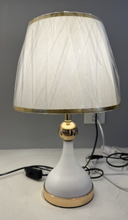 Veioza VZ214WH, 1x E27, metal i tkanina, biało-złota