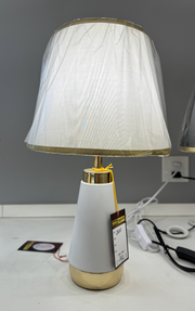 Veioza VZ210WH, 1x E27, metal i tkanina, biało-złota