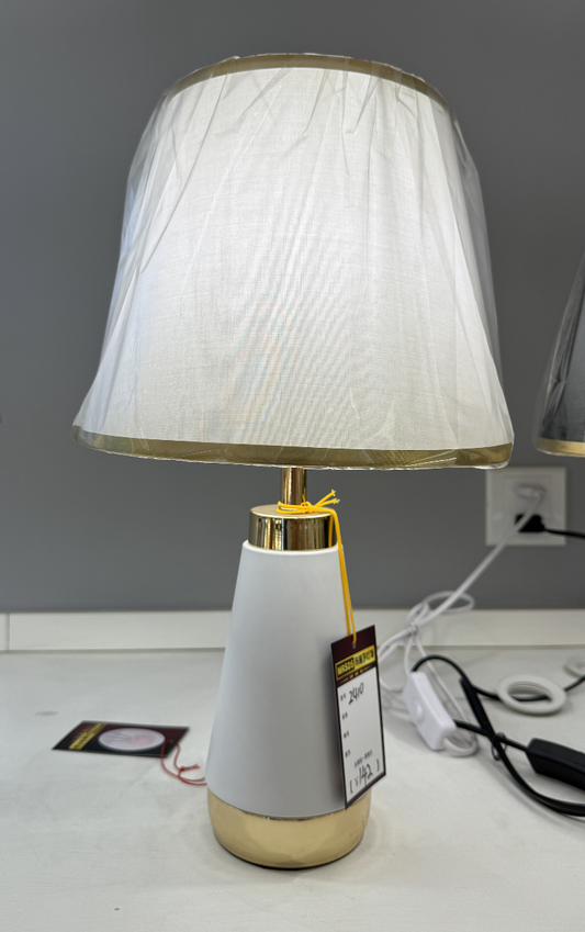 Veioza VZ210WH, 1x E27, metal i tkanina, biało-złota