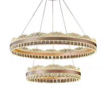 Żyrandol wiszący LED NIVALIS z pilotem, 126 W, światło zimne/ciepłe/neutralne, ściemnialny, regulowana wysokość, złoty