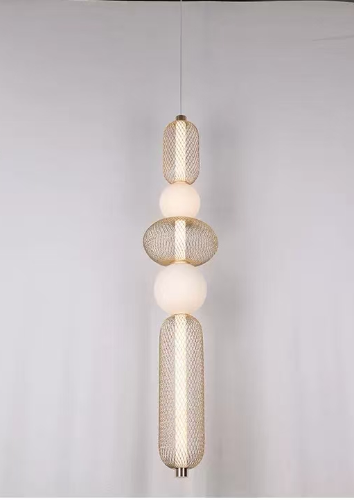 Podwieszany żyrandol LED LM551/5GD, 28W, światło 3000/4000/6000K, złoty, regulowana wysokość