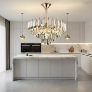 Candelabru Cristal VERSAILLES Nobile 5xE14, Diametru 40cm, Auriu Lucios si Alb Candelabre Cristal Default Title Alessandro Design