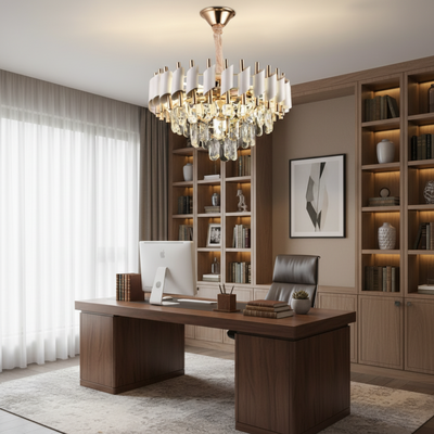 Żyrandol Kryształowy VERSAILLES Nobile 5xE14 średnica 40cm Błyszczące Złoto i Biel