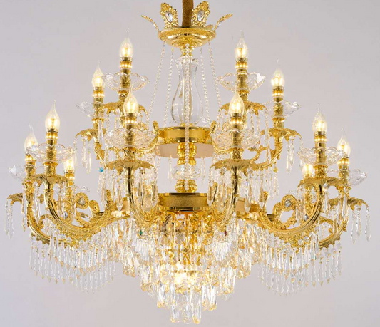 Żyrandol Kryształowy Regalis 11x E14, średnica 85cm, Błyszczące Złoto, Regulowana Wysokość, Metal i Kryształ