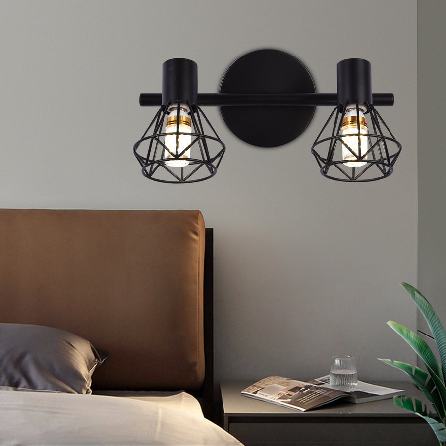 Żyrandol z Kloszem, GRACIE, LC365/2BK, Diament, 2XE14, Czarny, Metal