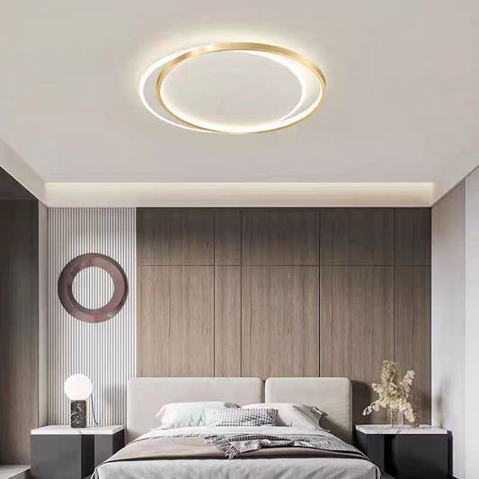 LED żyrandol z zdalnym sterowaniem słonecznym Orella, 98W, 2 kół, zimno/gorące/neutralne światło, niestabilne, złote