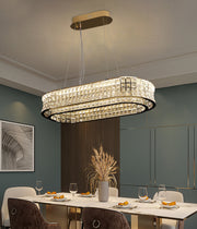 Żyrandol LED LLC130/1CH, kryształ i metal, 31W, 1 okrąg, możliwość przyciemniania, regulowana wysokość, światło zimne/ciepłe/neutralne, luksusowe oświetlenie